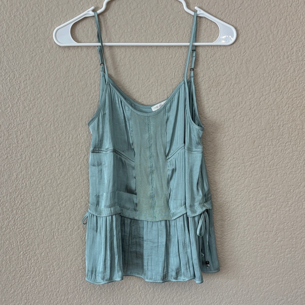 Chelsea & Violet Sage Green Satin swing top size XS